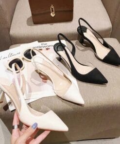 Alternative view of Giày sandal cao gót bít mũi 6P phối Meka xinh xắn